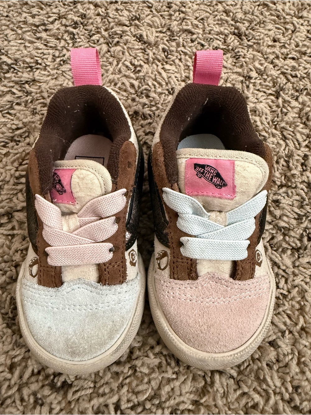 Vans Kids Mixed Pink, Brown & Cream Suede Skate Sneakers